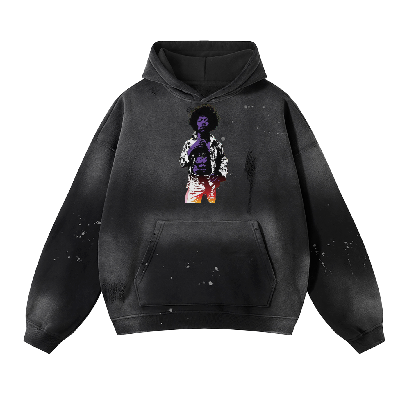 Jimmy Hendrix Vintage Wash Frayed Fleece Hoodie