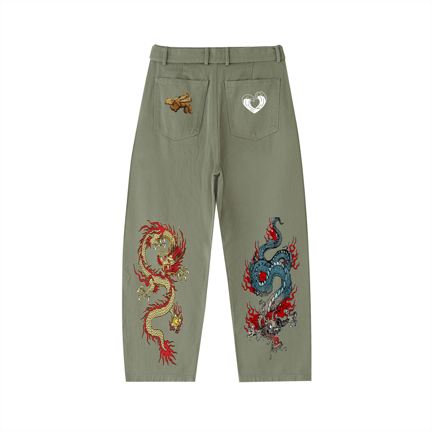 Twisted-Seam Belted Curved-Blade Pants
