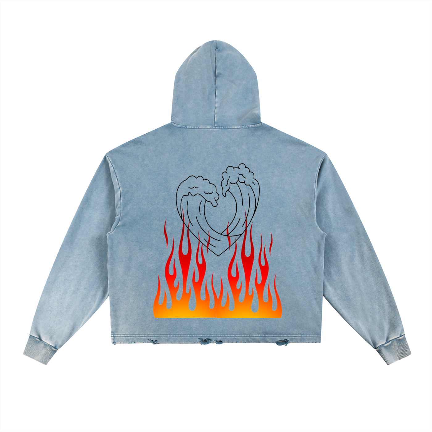 Vintage Washed Frayed-Hem Hoodie