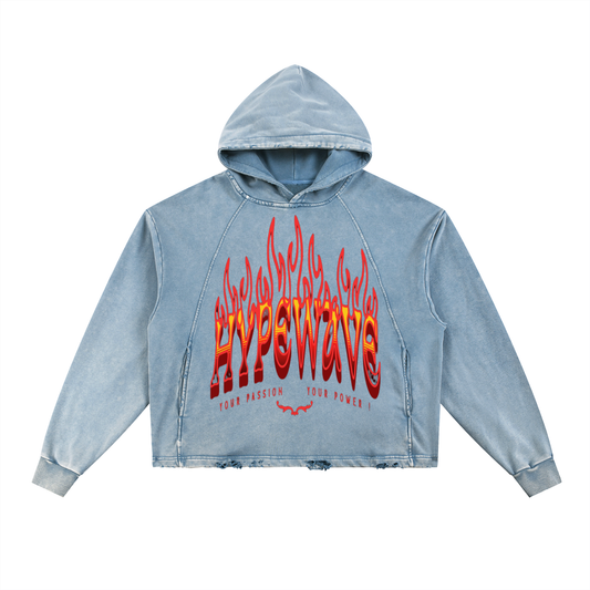 Vintage Washed Frayed-Hem Hoodie