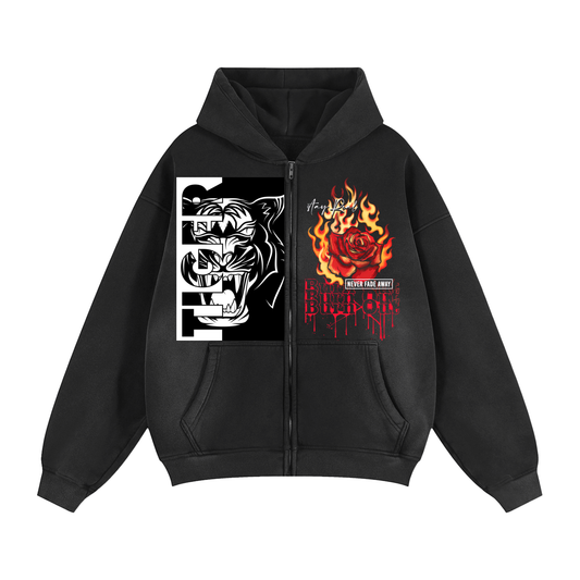 Sunfade Two-way Zipper Boxy Fleece Hoodie